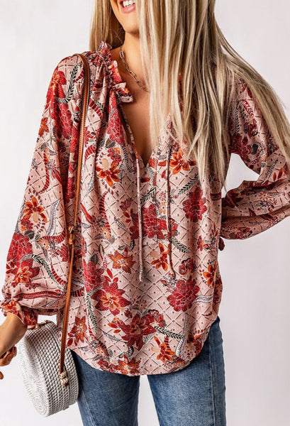 Dark Rose Whimsy Floral Top