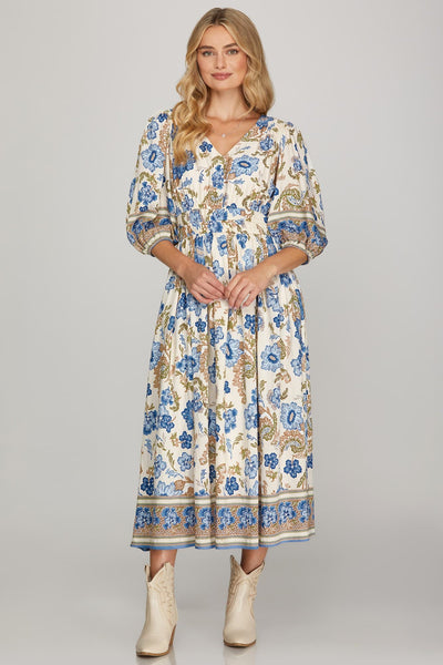 Charlotte Floral Dress Blue Mix