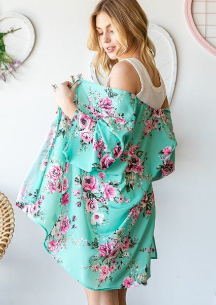 Mint Floral Lightweight Cardigan