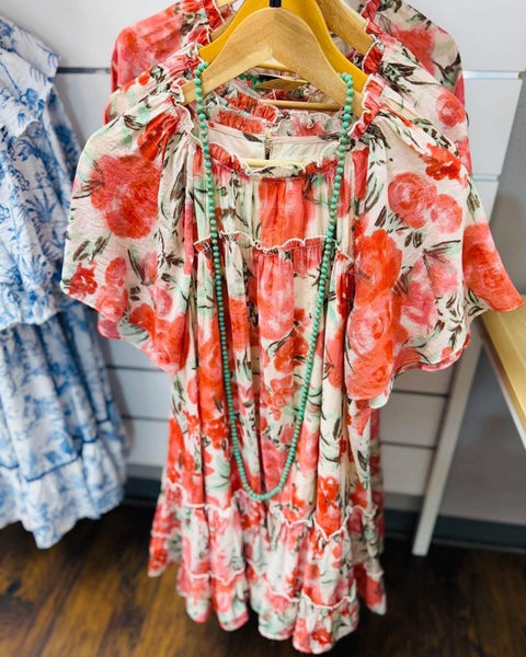 UMGEE Rose Watercolor Tiered Dress