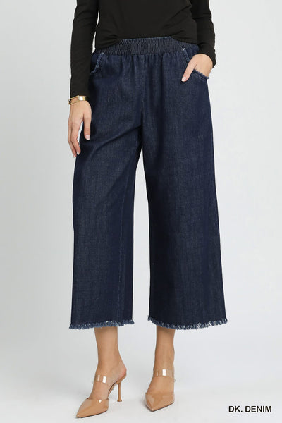 UMGEE Fringe Hem Dark Denim Pant
