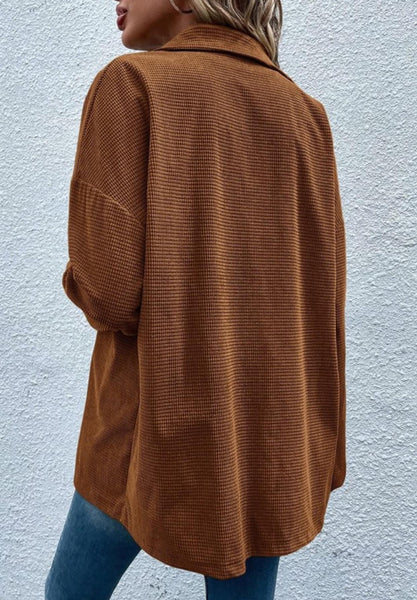 Chestnut Textured Button Down Shacket