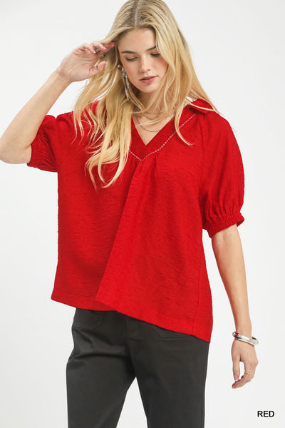 UMGEE Red Textured Top