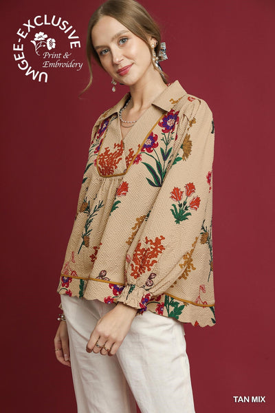 UMGEE Bloom Floral Textured Top