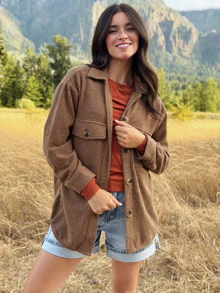 Cozy Brushed Waffle Shacket Mocha