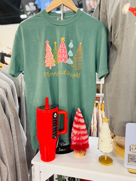 Comfort Colors Green Merry & Bright Tee