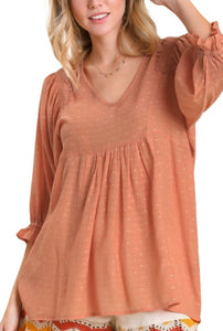 UMGEE Dot Embroidered Top Apricot