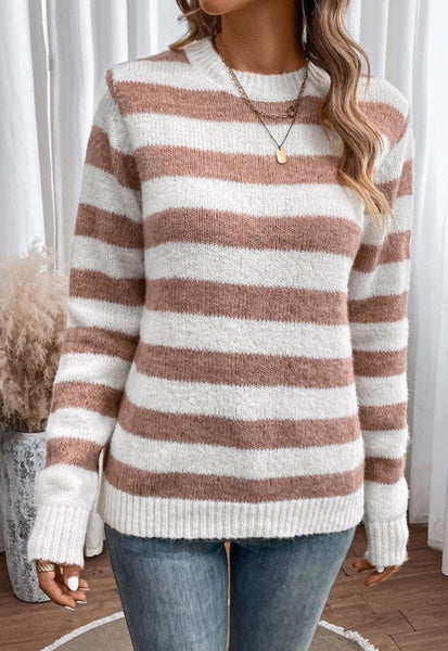 Taupe & Cream Stripe Dannie Sweater