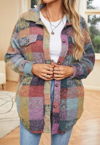 Lexie Multi Plaid Button Down Shacket