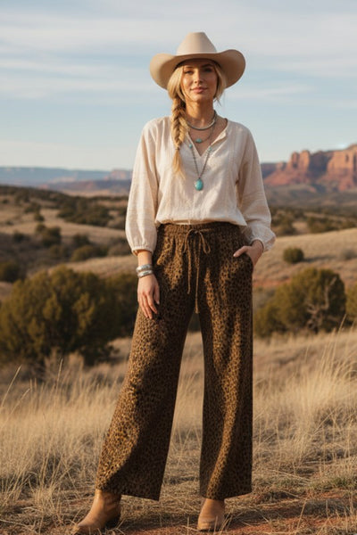 Collette Mocha Leopard Wide Leg Pant