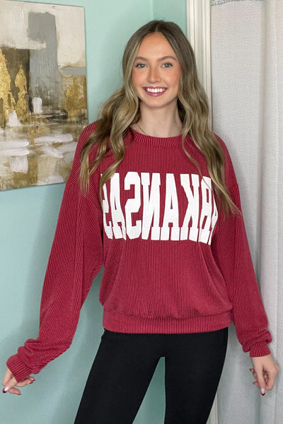 Dark Red Arkansas Corded Top