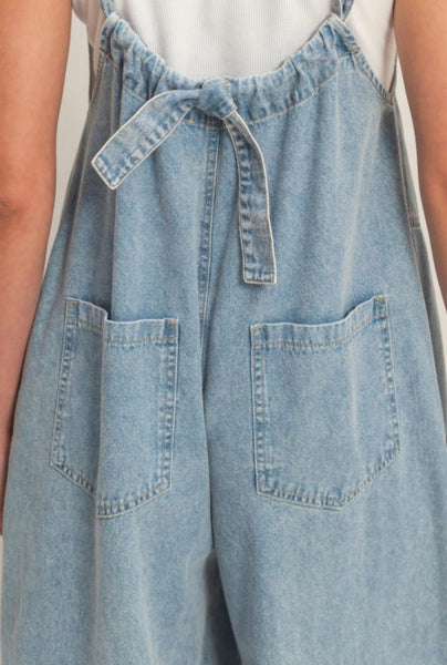 Denim Adjustable Strap Jumpsuit Overall