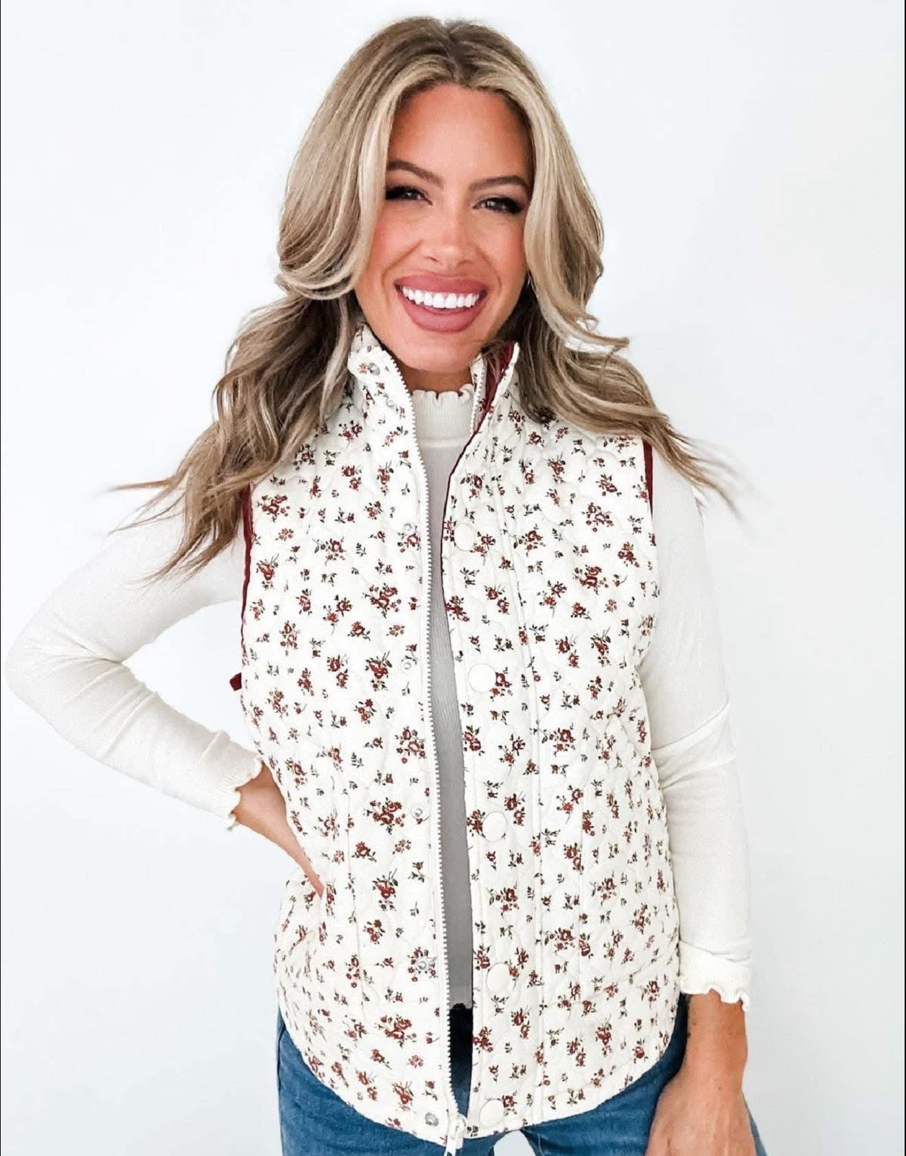 Floral Puffer Vest