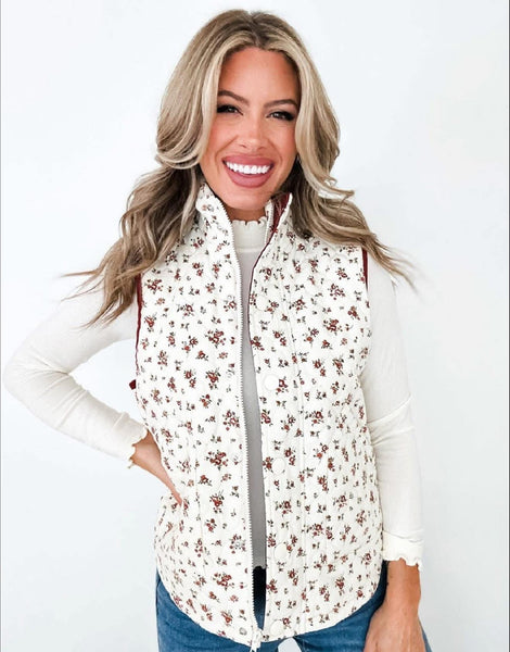 Floral Puffer Vest