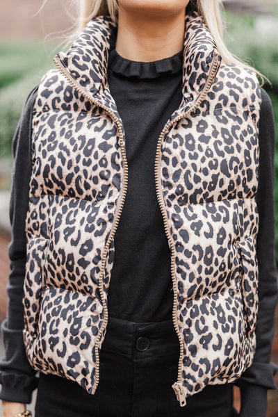 Wild Side Leopard Puffer Vest