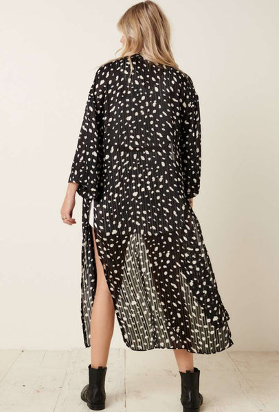 Black Dotted Animal Print Duster Cardigan