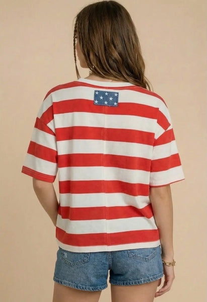 Red Stripe Star Pocket Top