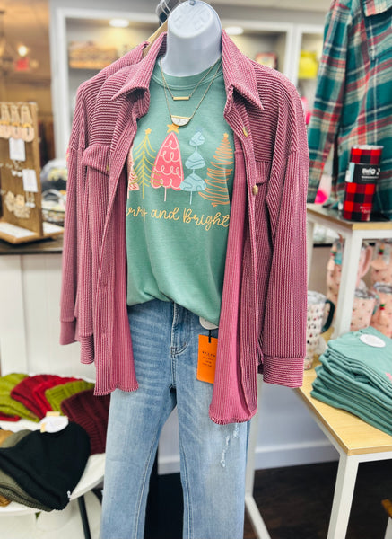 Comfort Colors Green Merry & Bright Tee