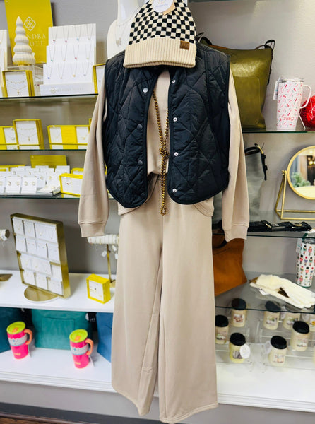 Scuba 2PC Fleece Lined Set Mocha