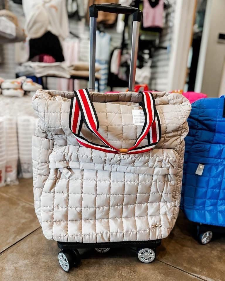 Tenley Quilted Tote Roller Bag Beige