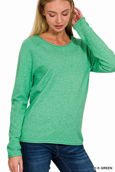 Round Neck Basic Sweater Kelly Green