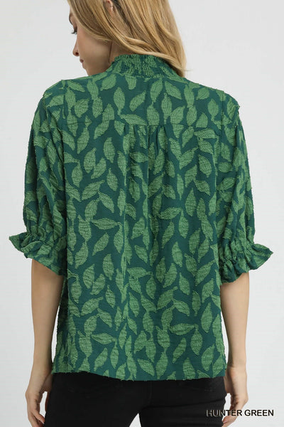 UMGEE Green Mix Leaf Print Top