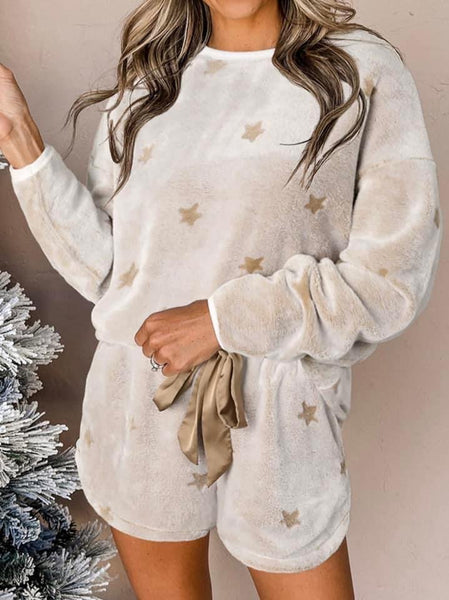 Sherpa Plush Star Print Lounge Set