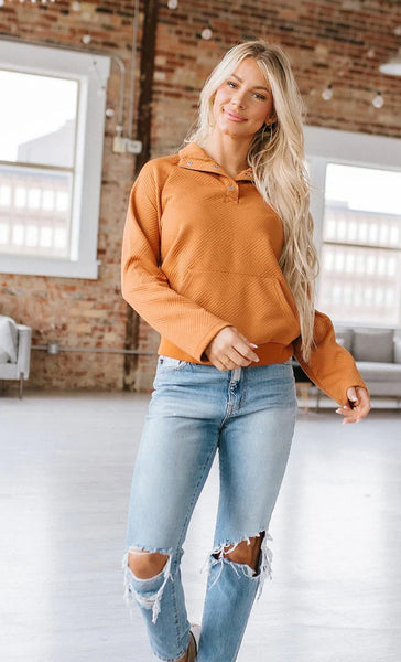 Lexie Copper Textured Sweatshirt Pullover