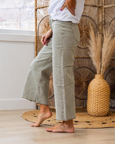 Wide Leg Jean Light Olive