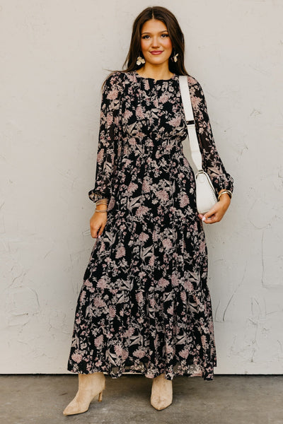 Stevie Black Floral Maxi Dress
