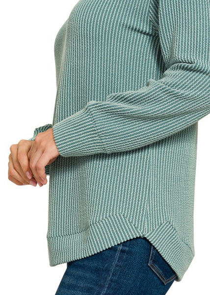 Presley Ribbed Long Sleeve Top Jade