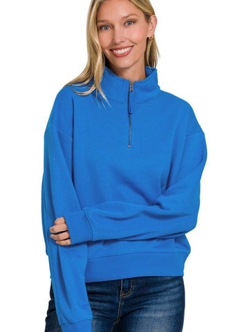 Scuba Fleece Half Zip Sweatshirt Pullover Ocean