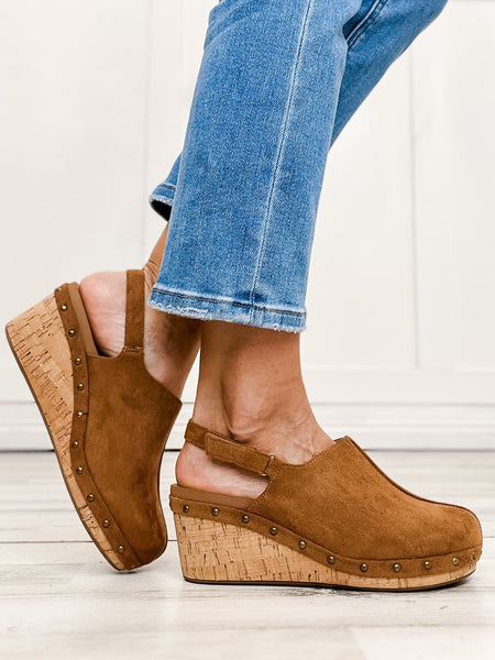 CORKYS Make Em Blush Tobacco Faux Suede Wedge