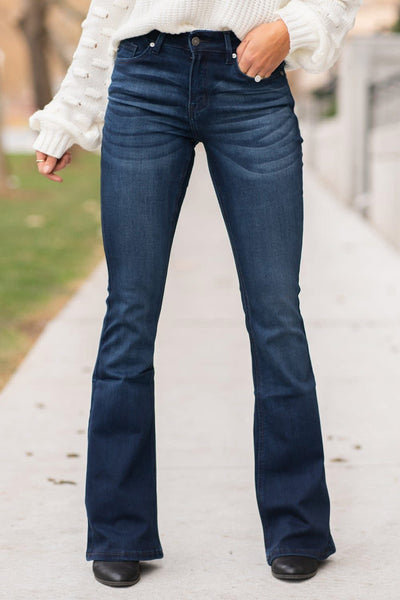 PETITE LENGTH KanCan Flare Jean Dark Wash