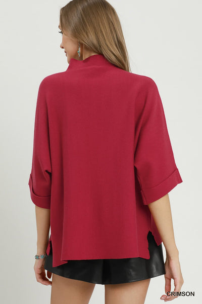 UMGEE Mock Neck Sweater Top Crimson