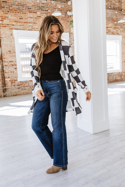 Lola Checkered Cardigan