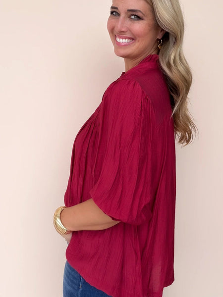 UMGEE Crimson Ruffe Top