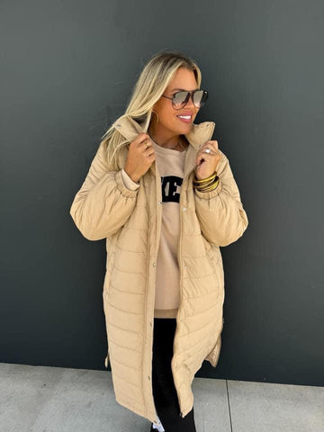 Lennon Long Puffer Jacket Tan