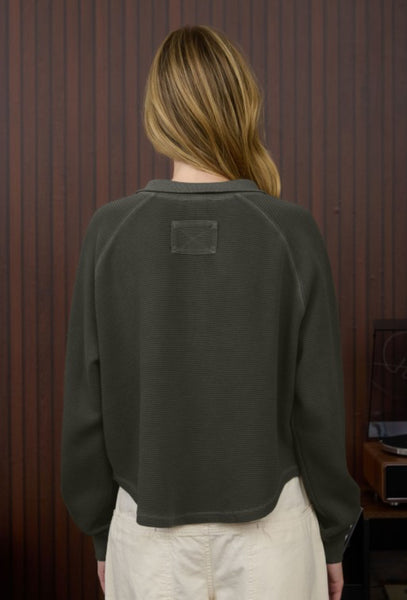 Elevated Basics Snap Henley Pullover Charcoal