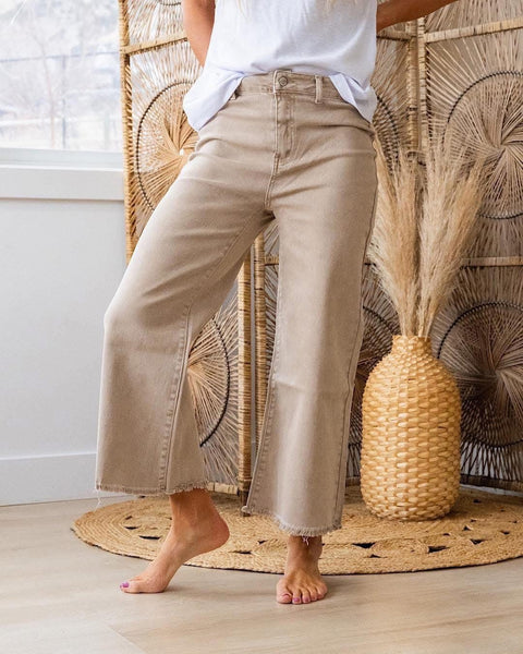 Wide Leg Crop Jean Ash Mocha