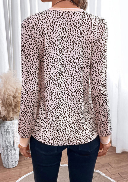 Camille Dotted Long Sleeve Top Blush