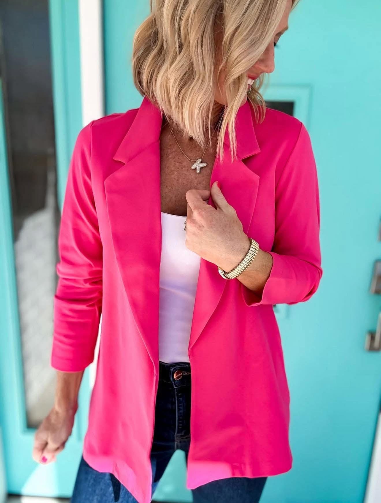 Classic Solid Blazer Pink Sapphire