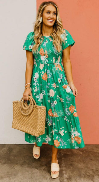 Dana Green Floral Midi Dress