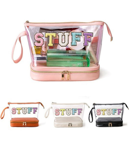 STUFF Chenille Letter Clear Cosmetic Bag