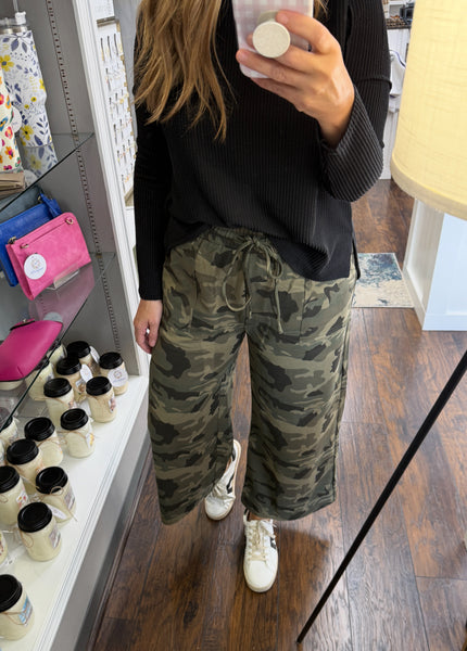 Camo Print Wide Leg Pant