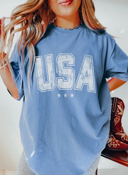 Comfort Colors USA Star Tee Denim Blue