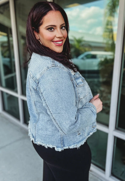 KanCan Distressed Denim Jean Jacket