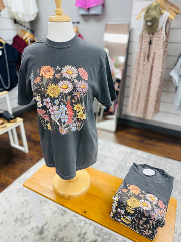 Comfort Colors Pepper Wild Flower Tee