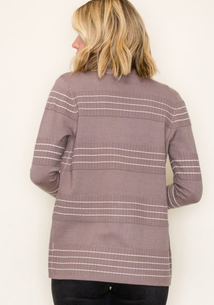 Stitch Stripe Cardigan Dark Mocha