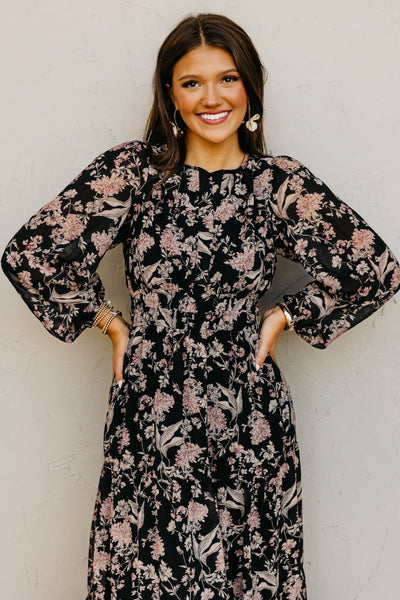 Stevie Black Floral Maxi Dress
